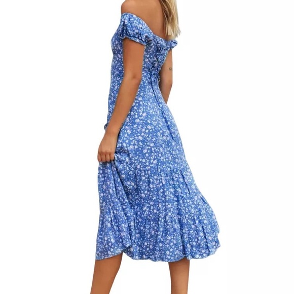 Off-Shoulder Floral Midi Dress - Picture 4 of 16